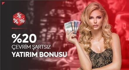 %20 çevrim şartsız yatırım bonusu